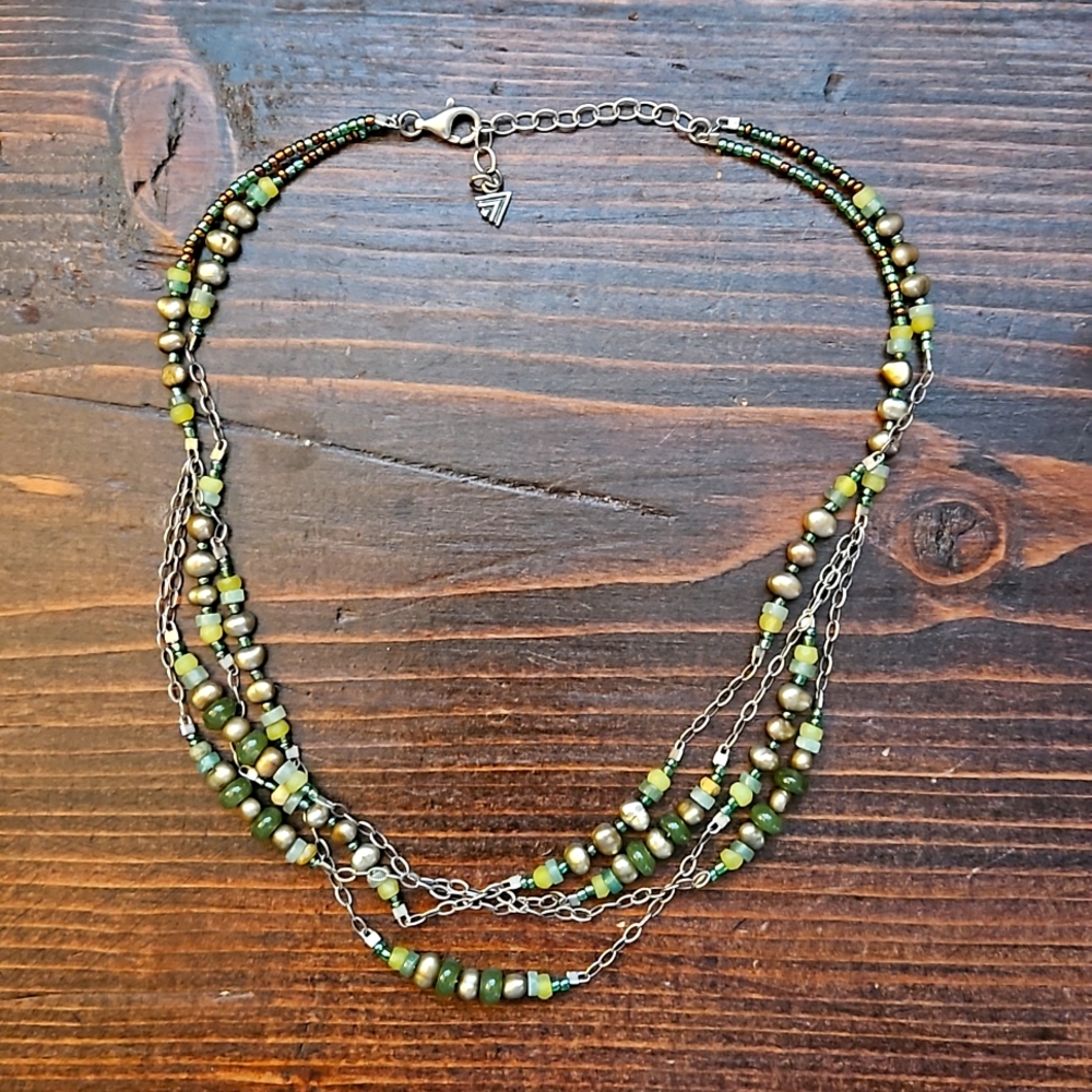 SILPADA | Green Pearl Jade Sterling Silver Necklace N1683